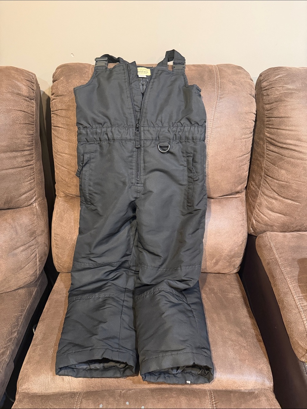 Kids Black Insulated Snow Bib Romper